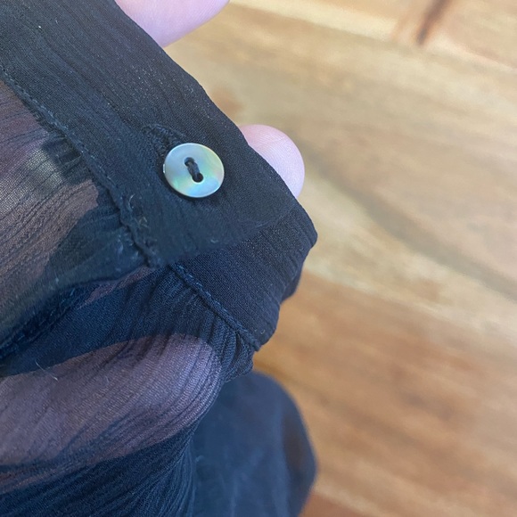 Robin Howe Sheer Button Down Shirt Size 16 Fringe Detail - Picture 4 of 5